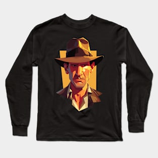 Geometric Portrait of an Explorer - Indy Long Sleeve T-Shirt